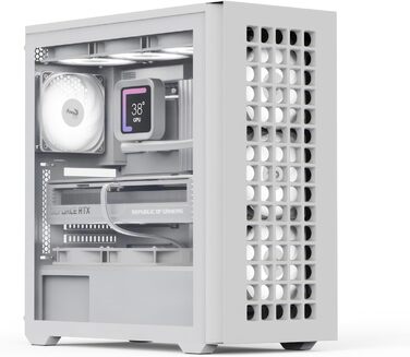 Корпус для ПК AeroCool D502A, білий, ігровий, Mid-Tower, з 4 RGB вентиляторами, Mesh-панель, відмінний повітряний потік, USB Type-C, сумісний з ATX/Micro-ATX/Mini-ITX