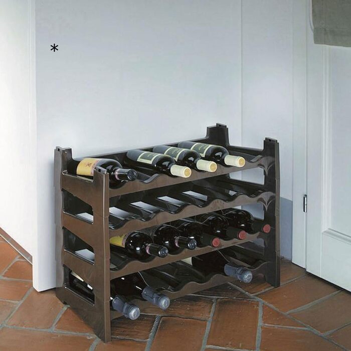 Стильна полиця для пляшок з міцного пластику мокко на 24 пляшки - полиця для вина, органайзер для пляшок