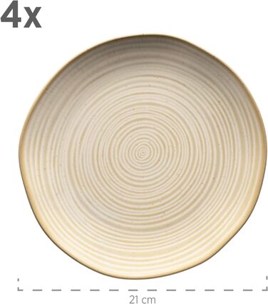 Набір вінтажного посуду MSER 931818 Nottingham Series на 4 персони, 12шт Ретро-набір для сніданку неправильної круглої форми Порцелянова плитка