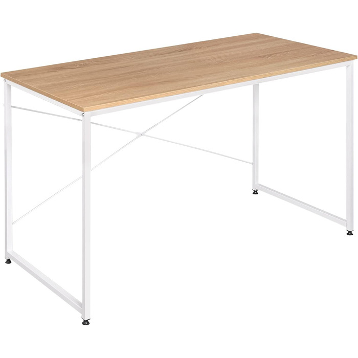 Письмовий стіл Комп'ютерний стіл Офісні меблі Стіл для ПК Офісний стіл Робочий стіл з дерева та сталі, приблизно 120x60x70 см, світлий дуб білий, 08hei