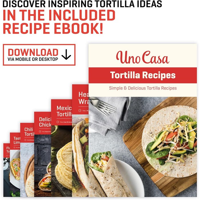 Пресс для тортилій Uno Casa - прес для тако, з бонусним папером для випікання (100 шт.)