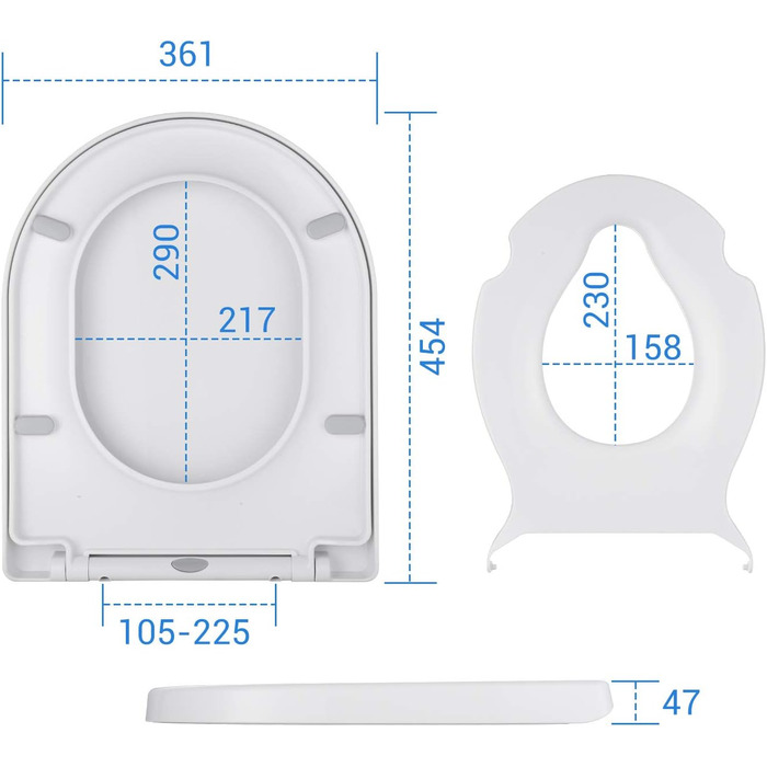 Накладка на сидіння для унітазу COREE, сидіння для унітазу з магнітом для дитячого сидіння, гальмом опускання та регульованим шарніром, U-подібне пластикове сидіння для унітазу для дорослих та дітей