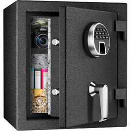 WASJOYE Вогнетривний сейф з біометричним замком, сейф для дому, офісу, готелю з цифровою клавіатурою та зарядкою Type-C (28L)