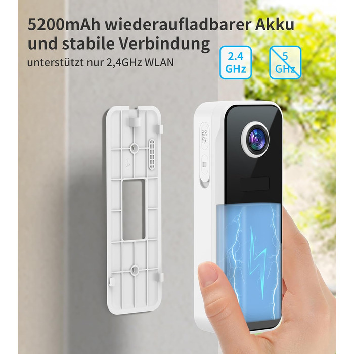 Відеодзвінок Ankway з камерою 3MP, Wi-Fi, акумулятор 5200mAh, двосторонній аудіо, розпізнавання людей, нічне бачення, водонепроникність, сповіщення, сумісність з Alexa