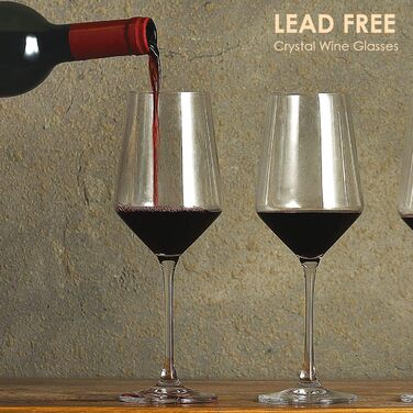 Набір келихів для вина PROST! 6 шт., 491 мл, з кришталевого скла без свинцю, для червоного та білого вина, 496 мл, підходить для миття в посудомийній машині