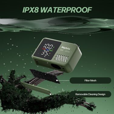 Митрікс Портативна душова система для кемпінгу: 10л/хв, акумулятор 7800mAh, 4 режими, IPX8, для подорожей та автомиття (зелена)