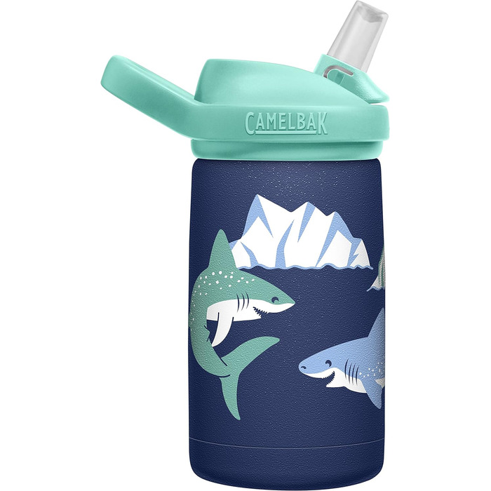 Пляшка для води CamelBak Unisex для дорослих Eddy Kids SST з вакуумною ізоляцією 350 мл/12 унцій, POLAR SHARKS, 12 унцій