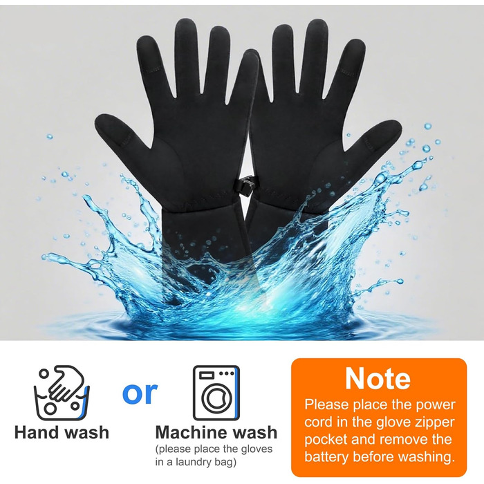 Електричні гріючі рукавички для жінок та чоловіків, USB, 3 режими нагріву, сенсорний екран, водонепроникні, чорні (XL/XXL)