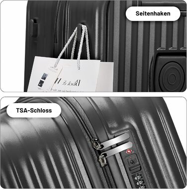 Набір валіз Tiyfiy 4 в 1 з жорстким корпусом, косметичка, USB-порт, TSA-замок, 360° колеса, чорний