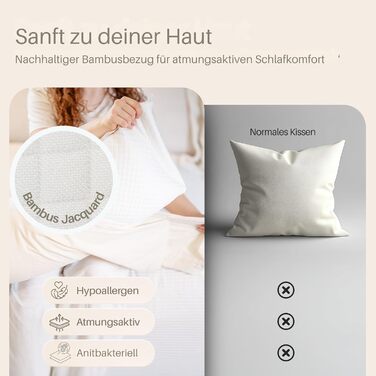 Подушка для вагітних та годування XL для сну на боці, з наповнювачем Memory Foam та чохлом з 100% бавовни, бежева