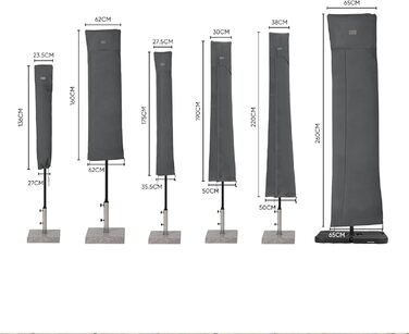 Захисний чохол для парасольки/зонту, водонепроникний, 260x65 см (темно-сірий)