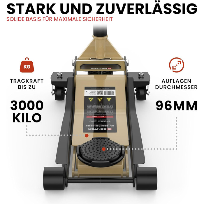Гідравлічний домкрат 3T низькопрофільний 75-505мм з гумовими накладками для легкових авто та SUV – професійний, поворотний