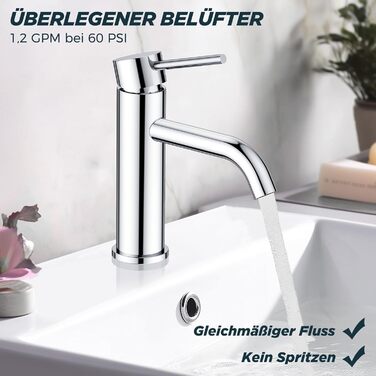 Змішувач для ванної кімнати FORIOUS з комплектом зливу, чорний, висота виливу 190 мм, однорідний, для умивальника, ванної кімнати