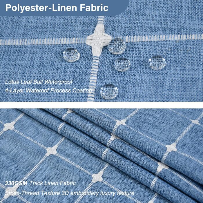 Завіса для душу Sage Green - Фермерський стиль Boho Modern з льону для ванної кімнати, Вантажна завіса для душу в стилі вінтажного села з бахромою - Елегантна богемна тканинна завіса для душу 48x72 (H213 x B183 cm (1er Pack), Blau)