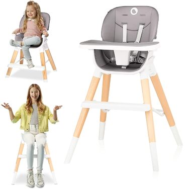 Дитячий стільчик Lionelo Mona 4в1, сірий, 6-36 місяців, до 15 кг / 25 кг / 75 кг