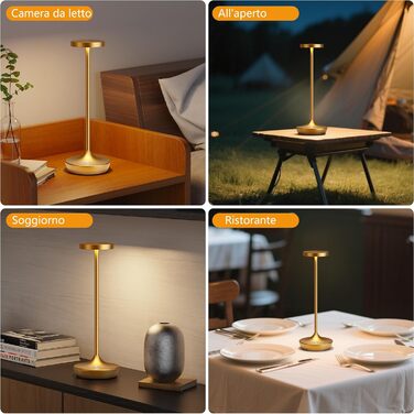 LED настільна лампа бездротова з димуванням, 3 кольори, 6000 mAh, IP54, для дому та кемпінгу (2 шт.)