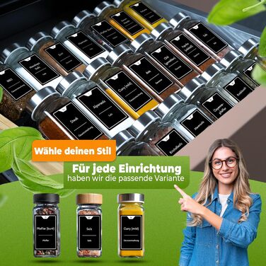 Набір банок для спецій 24 шт. (125 мл) з дозатором, етикетками та кришками з нержавіючої сталі