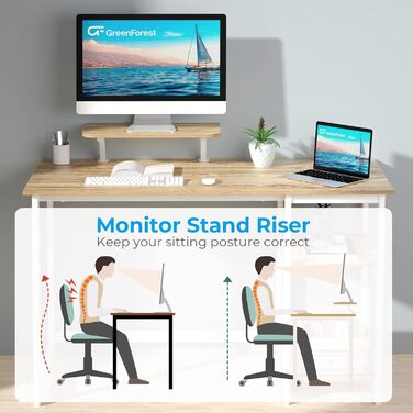 Комп'ютерний стіл для домашнього офісу GreenForest з двосторонніми полицями для зберігання 100 см Невеликі регульовані полиці для невеликих приміщень, Спальня, Студент, Сучасний ПК Стіл для ноутбука, Бежевий 100 x 50 см Бежевий