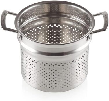 Каструля Le Creuset з нержавіючої сталі з кришкою та ситом, Ø 20 см, для всіх типів плит (включно з індукцією), срібна