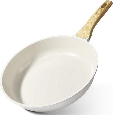 Сковорода з керамічним антипригарним покриттям GiPP – 24 см, здорова, безпечна, для індукційних плит, без PFAS та PFOA, можна мити в посудомийній машині, з прохолодним ручками, білий колір