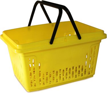 Пластикові кошики для покупок з 2 вішалками 40 літрів поліпропіленові барвисті колірні рішення (10, жовтий)