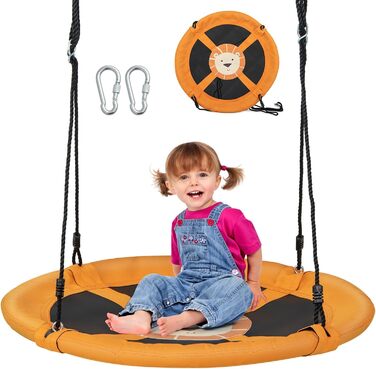 Дитяча гойдалка-гніздо COSTWAY, Ø 100 см, жовта - для дому та вулиці