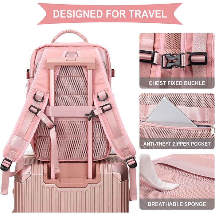 Дорожній рюкзак SZLX 27х17х41 см рожевий