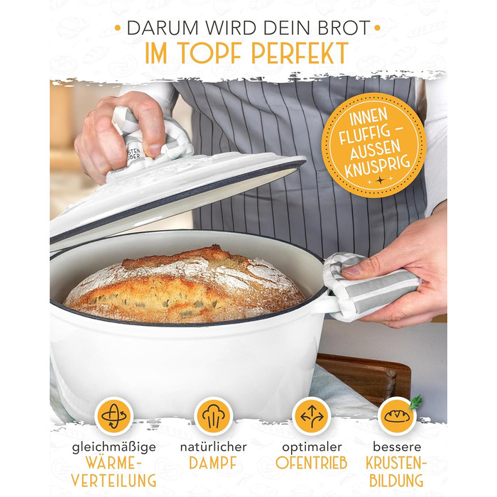 Форма для випікання хліба з чавуну з кришкою Krustenzauber, 28 см, 4.7л, емальована