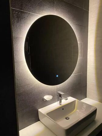 Дзеркало для ванної кімнати SensaHome кругле з LED-підсвічуванням, регульованою яскравістю, 70 см (80x80 см)