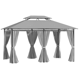 Садова альтанка Outsunny Gazebo 3x4 м з 6 бічними панелями, намет для вечірок, шатро з подвійним дахом, водонепроникний, темно-сірий для саду та заходів