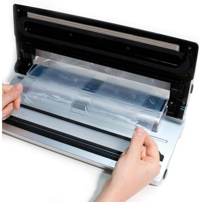 Вакууматор CASO VC200 для продуктів харчування з подвійним швом, вбудованим різаком та набором рулонів