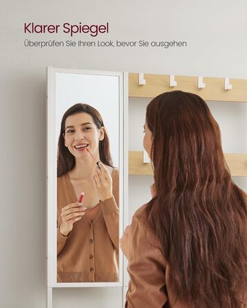 Дзеркало-вішалка VASAGLE HSR415B01 з банкеткою та полицею для взуття, 35 x 98 x 180 см, індустріальний дизайн, вінтажний колір