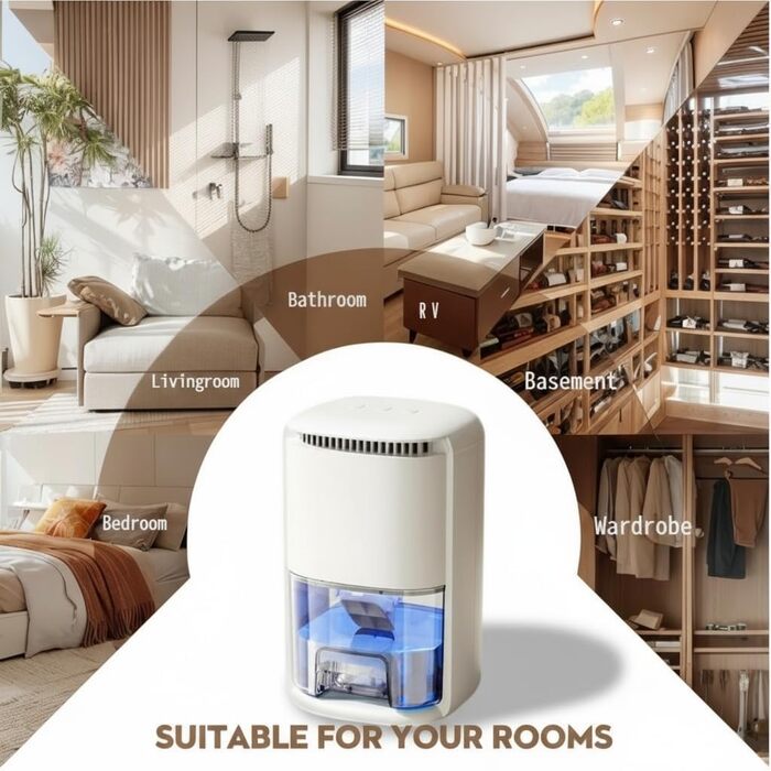 Електричний осушувач повітря 1000 мл для дому, авто, ванної кімнати (білий)