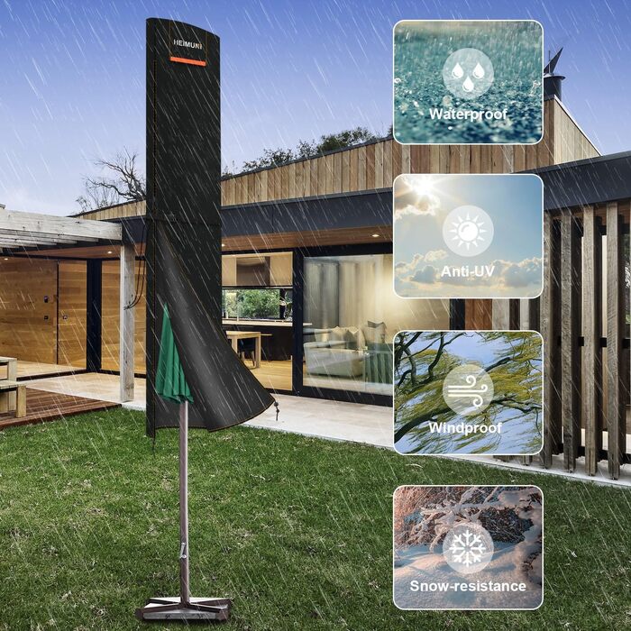 Чохол для парасольки/маркетки, 3-5 м, великий, захист від сонця, вітру, снігу, UV-стійкий, 160x30/30 см