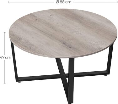 Журнальний столик VASAGLE круглий, стіл для вітальні, журнальний столик, журнальний столик, міцний сталевий каркас, проста збірка, промисловий дизайн, вінтажний коричнево-чорний LCT88 шт. (сірий чорний)