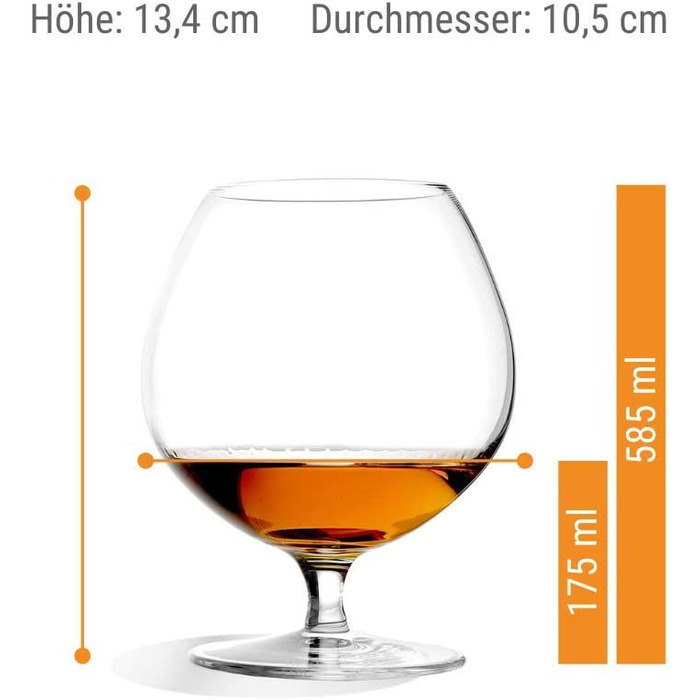 Набір келихів для коньяку Stölzle Lausitz Cognacschwenker I 585 мл, 6 шт. I Склянка з кришталю без свинцю, висока якість, придатна для миття в посудомийній машині