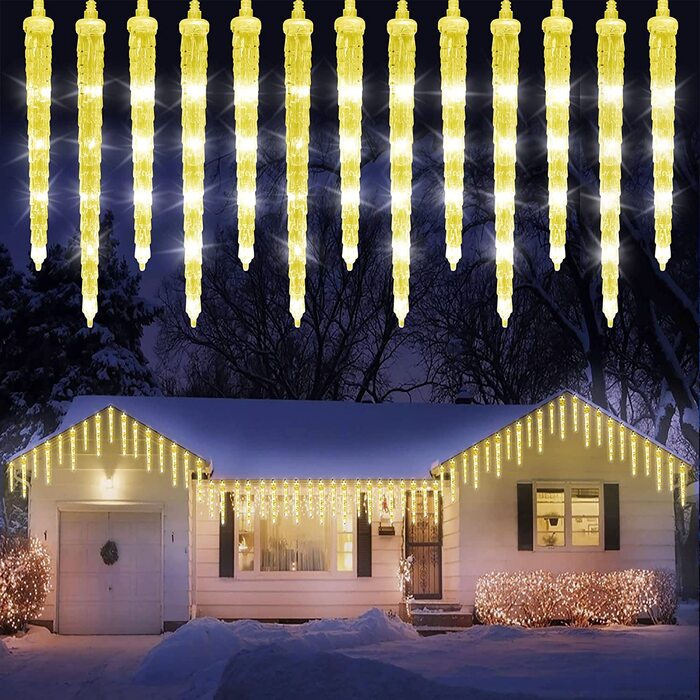 Світлодіодна гірлянда для крижаного дощу на відкритому повітрі - 360 світлодіодних гірлянд різдвяні гірлянди з дистанційним управлінням, таймером, регульованою яскравістю, 8 режимів, гірлянда для бурульок, електрика для зовнішнього внутрішнього різдвяного