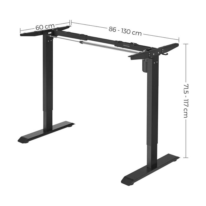 Електричний регульований по висоті письмовий стіл без стільниці - чорний