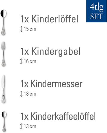 Дитячий столовий набір Villeroy & Boch Teddy, 4 шт., нержавіюча сталь 18/10, срібний, 21,5 x 15 x 2,5 см