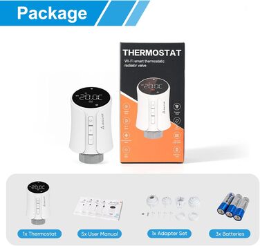 Розумний термостат для радіатора Salcar WiFi, сумісний з Alexa та Google Home, програмований, Tuya Smart, без шлюзу