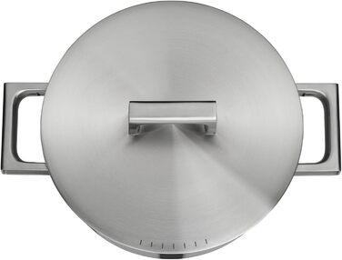 Каструля WMF Ultimate Cool 24 см з нержавіючої сталі Cromargan з індукційним дном, 4.1л, з кришкою з нержавіючої сталі, з внутрішньою шкалою, з терморегульованими ручками, придатна для миття в посудомийній машині