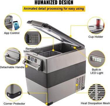 Автохолодильник VEVOR 35/55л нержавіюча сталь 12/24V, 220V: портативний компресорний кулер для авто, кемпінгу, подорожей (-20°C до +20°C)