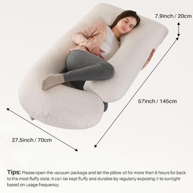 Подушка для вагітних GKXLH - J-подібна подушка для підтримки спини, живота та стегон, для комфортного сну, знімний чохол