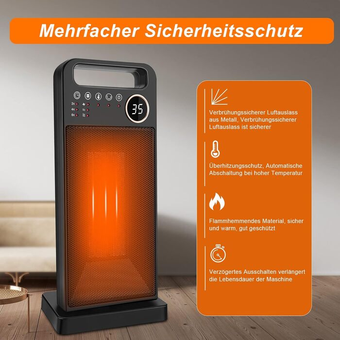 Керамічний обігрівач 2000W з пультом та таймером, електрообігрівач для офісу, кімнати, вітальні, захист від перегріву, 3 режими