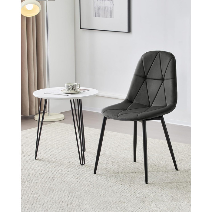 Крісла для їдальні Lestarain з підлокотниками, для кухні, вітальні, оббивка з велюру, металевий каркас, ергономічний дизайн, темно-зелений колір (темно-сірий), набір 2 шт.