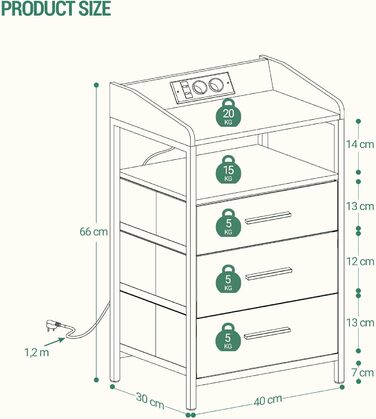 Набір приліжкових тумбочок Hzuaneri 2 шт. з LED-підсвічуванням, зарядкою USB та 3 висувними ящиками, для спальні/вітальні, чорний (NS35504B)