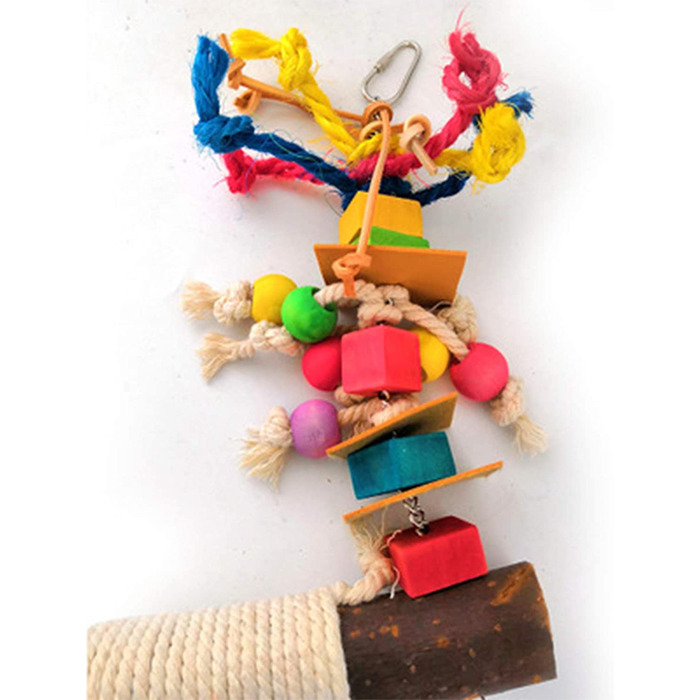Гойдалка для папуг HPiano з іграшками для жування 25х25 см дерево