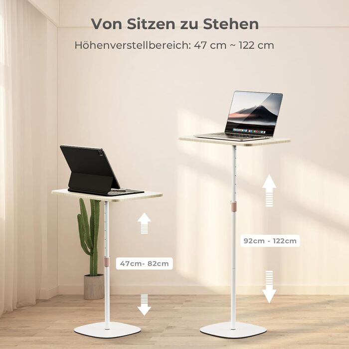 Регульований підставка для ноутбука, мобільний столик для дому, офісу та школи, білий