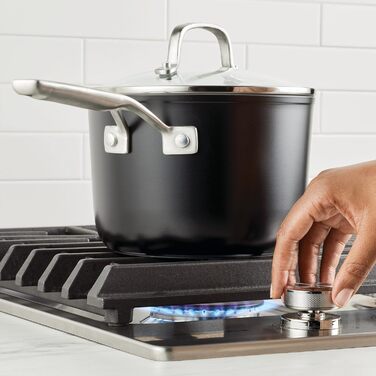 Набір кухонного посуду KitchenAid з емальованої кераміки, антипригарне покриття, 9 предметів, матовий чорний (3 літри)