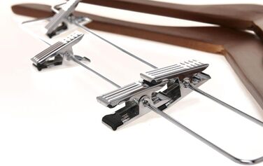 Дерев'яні вішалки для одягу з кліпсами (20 шт.), масивне дерево, вішалка для штанів, регульовані металеві кліпси, поворотний гачок, для пальто, сорочок, костюмів (Волоський горіх - Хромований гачок)